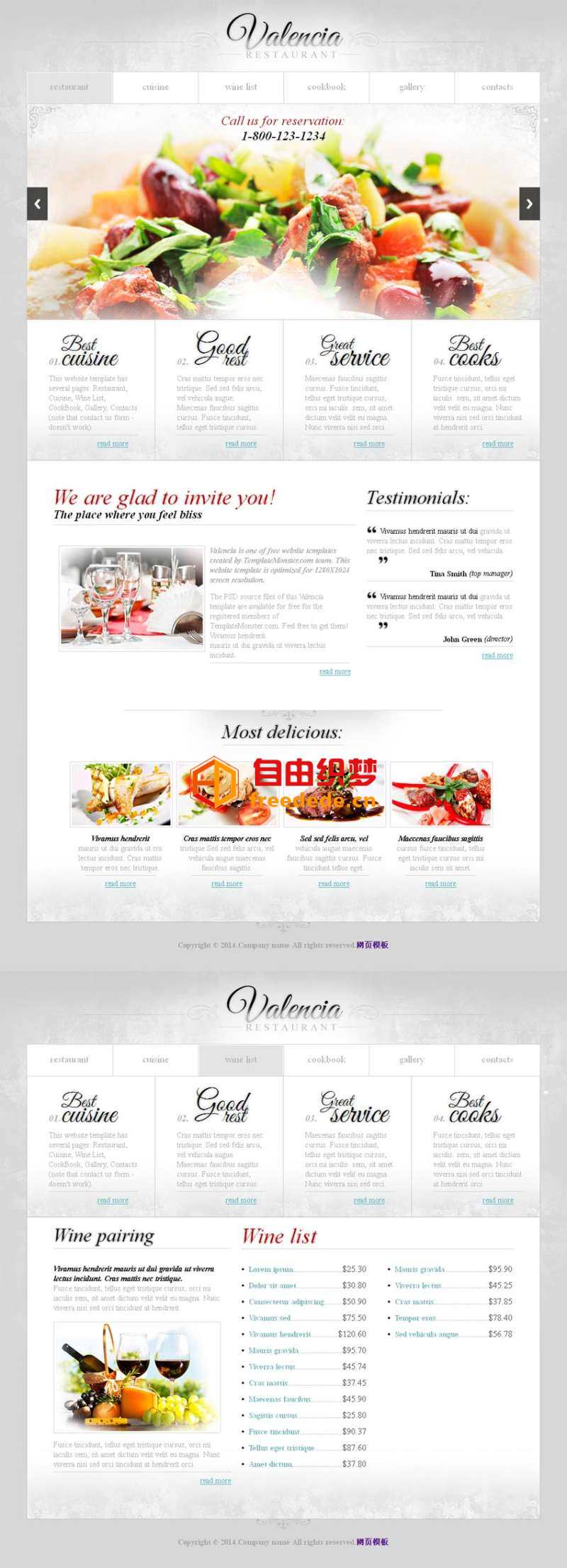 爱上源码网文章欧美白色的餐饮食品类网站HTML网页模板整站下载的内容插图